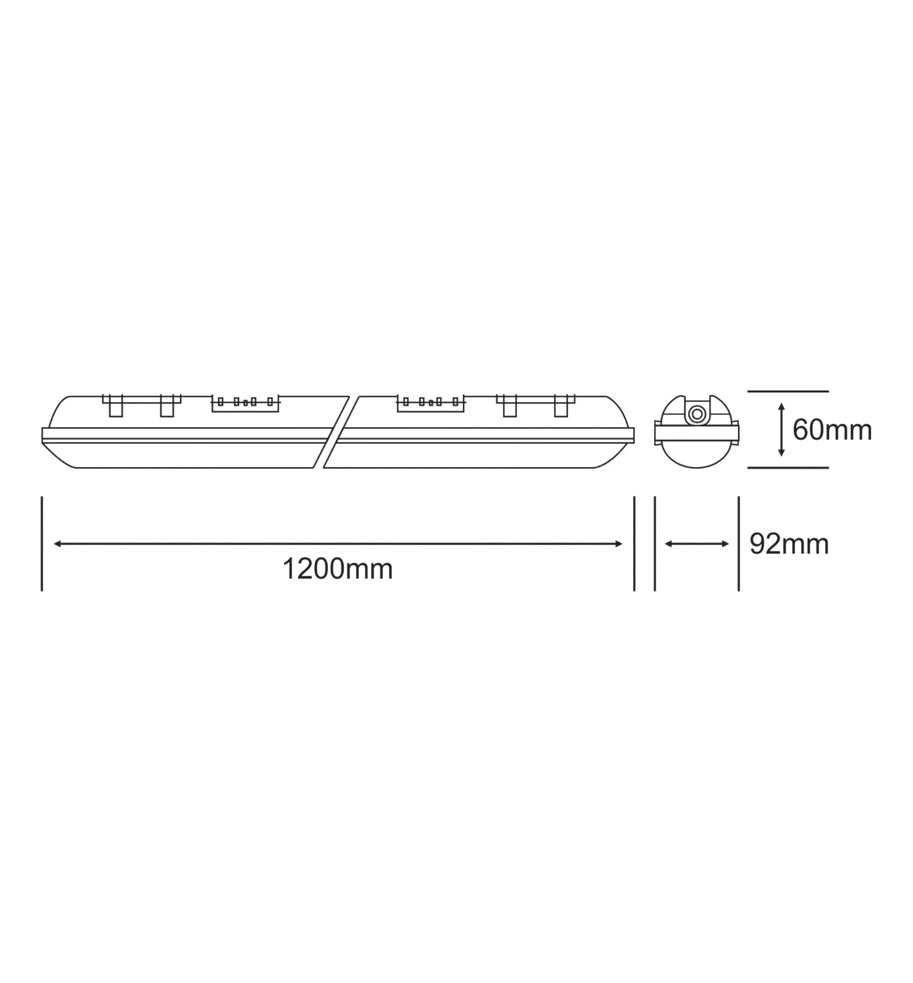 2270420010  Linesta X2 Supervision Surface LED IP65 Tri-Proof 1.2m Twin 48W, 4000K, 130°